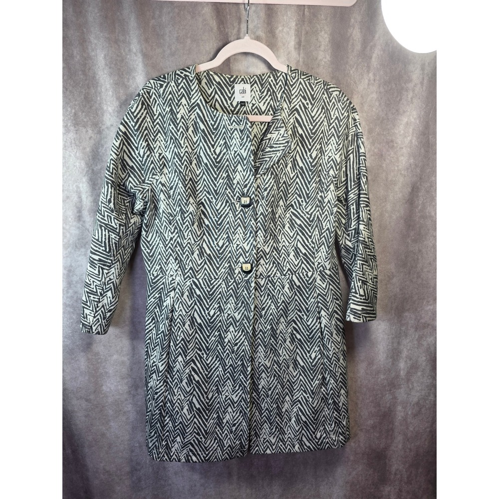 Cabi Zebra Topper Jacket Black White Chevron Print Coat 3034 Womens Medium